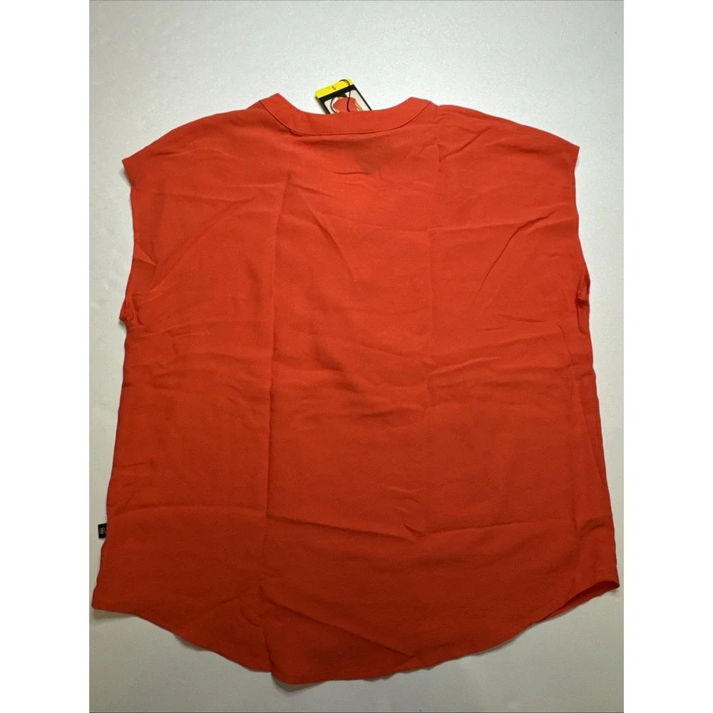 Blouse V-Neck Cap Sleeve Coral Orange S Banana Republic‎ Crepe Top 1764639